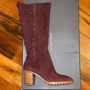 Bernardo Knee High Bordeaux Nubuck Boots Size 11M